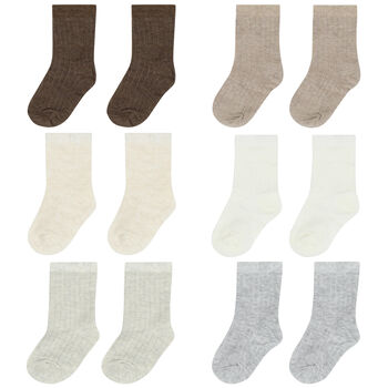 Ivory, Grey, White & Beige Socks (6 Pack)
